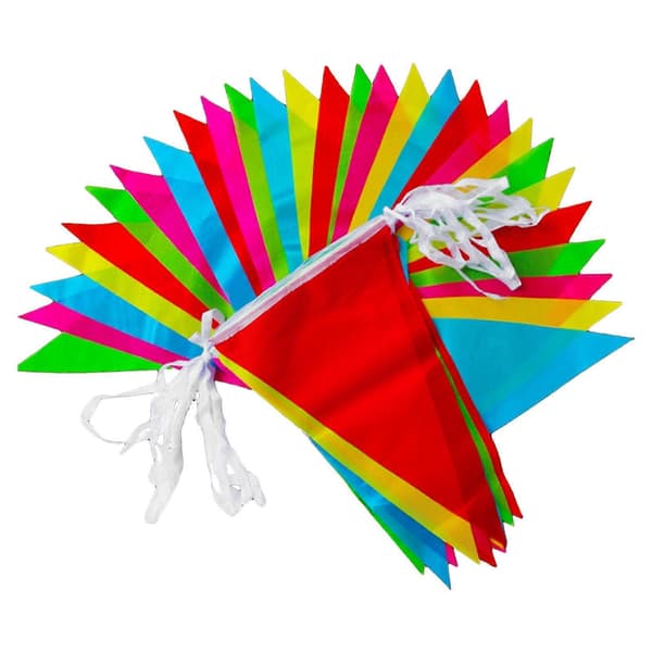 Fargerik vimpelrekke for dekorasjon, 1 stk 80 m festflagg