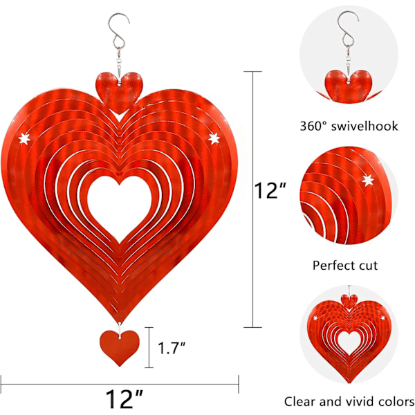 Elegant Vindsnurra, Livfull Hängande Konst för Utomhusdekor, Rostfritt Stål Kinetisk Gårdsinredning med Reflekterande Miljövänlig Beläggning, 3D-Form för