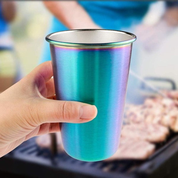 Regnbågsdricksglas, Metallisk Regnbågsskimmer, Giftfria BPA-fria, Elegant Modernt Utseende för Inomhus- och Utomhusdrycker, Set om 5, Skimrande