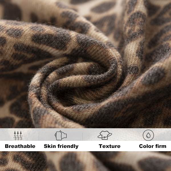 Dam Scarf Leopard Print Vinter Varma Halsdukar med Fransar
