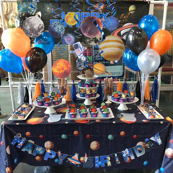 Himmelska Virvlar & Kosmisk Banner, Rymd Födelsedagsdekoration för Barnkalas, Sol System Hängande Dekoration, Högkvalitativa Material för Klassrum