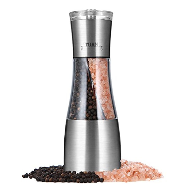 Elegant 2-i-1 Salt- och Pepparkvarn, Manuellt Driven Icke-Korrosiva Keramiska Blad Multifunktionell Kryddkvarn För Olika Pepparkorn, Salter,