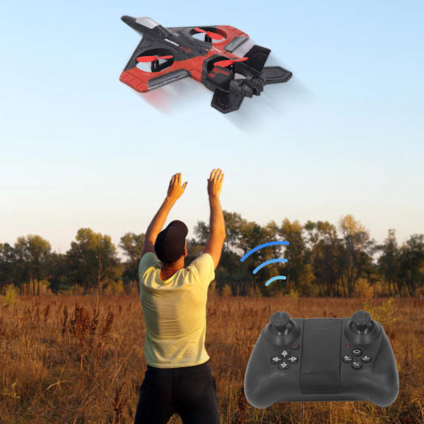 RC Drone Bärbar EPP Fjärrkontrollplan med Färgglada LED-lampor och Reservpropellrar för Barnleksak Present Röd Enstaka Batteri