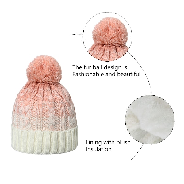 Naisten pompom-hattu talvipipohattu termovuorattu