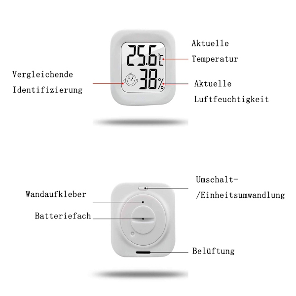 Högprecisions Hygrometer Sensor för Hemmet, Inomhus Hygrometer med Emoticon Komfortindikator, Digital Sensor Fuktmätare för Barnrum,