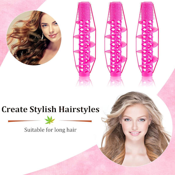 12 Spiral Hårruller til Krøller - Salon Hårstyling Krøllejern uden Varme - DIY Spiral Krølle Styling Værktøj til Hjemme Salon