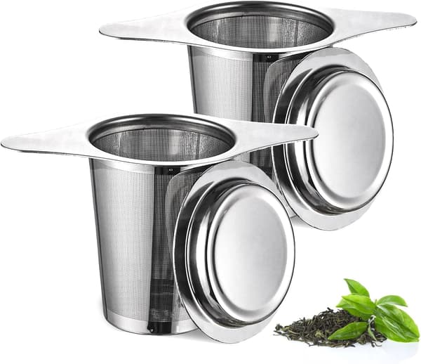 2 stk. Te-filter med håndtak & lokk, Te-infuser, Te-filter for C