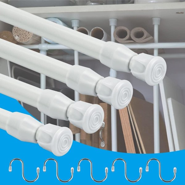 Utdragbara spännstänger, anpassningsbar längd, fjäderspänning, högkolstål, halkfria ändar, enkel installation för fönster, garderob, kök, badrum