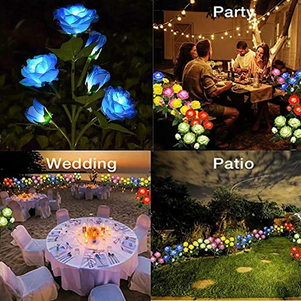 Realistisk solcellsblomma, vattentät LED-markspik för dekorativ landskapsbelysning & enkel installation