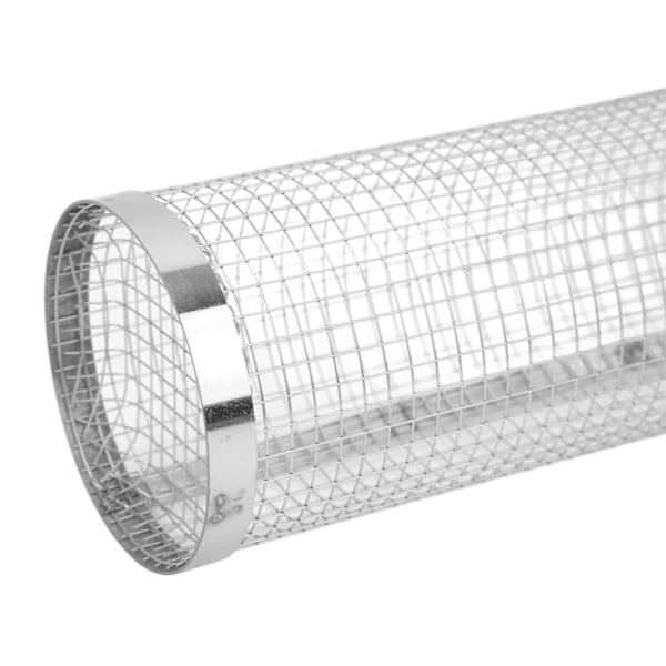 BBQ Net Tube Rullende Grillkurv i Rustfrit Ståltrådsnet Cylinder Grillkurv med Gaffelkrog til Udendørs Grill 20cm/7.9in