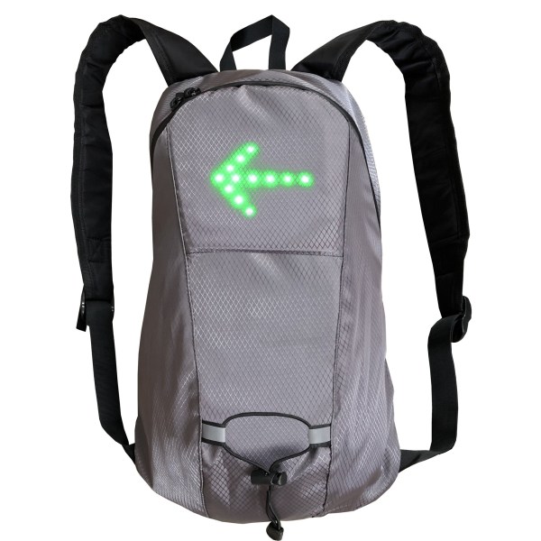 ORNII Grå blinkande reflekterande LED-ryggsäck - Trådlös fjärrkontroll - 5 riktningsvisare - Säkerhet dag/natt - USB uppladdningsbar - Vattentät