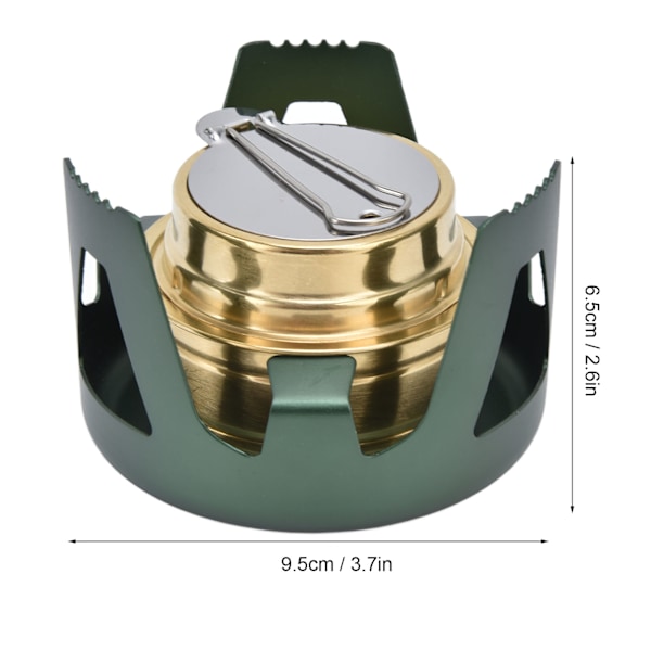 Camping Komfyr Vindtett Fordampbar Bærbar Flytende Sprit Komfyr med Stativ for Utendørs Camping Grønn