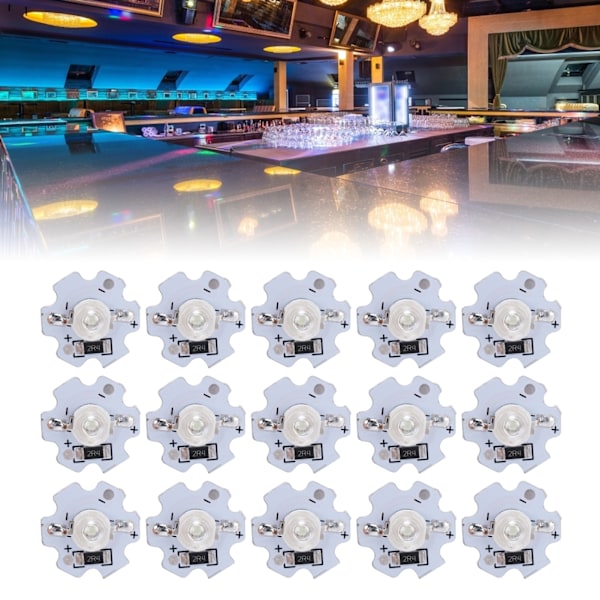 25 stk 5V LED-brikker 200LM 3W LED-pæreperler med høy effekt for DIY-belysningsarmaturer Grønt lys 520‑525NM