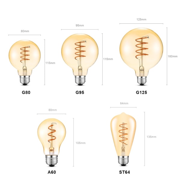 COB LED Filament Edison glödlampor Dekorativ Edison lampa E27