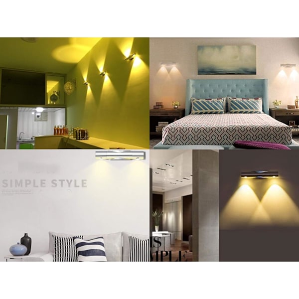 Vägglampor för inomhusbruk, 6W 2 LED Upp och Ner Ljusarmatur, Unik Design med 360° Justerbar Rotation, Portabel och Lämplig för Sovrum