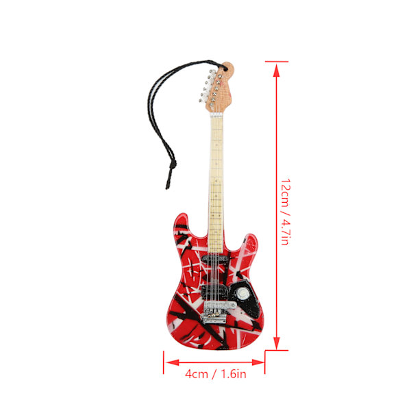 Gitarrmodell Fina detaljer Röd trästruktur Bassträ Miniatyrgitarr för skyltfönsterdekoration Presentgåva