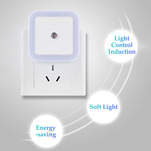 Plug-in Nattlampa för Säkert Hem, Intelligent Ljussensordesign Perfekt Mjukt Skimmer, Energieffektiv LED med Lång Livslängd för Sovrum, Kök,