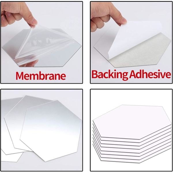 Hexagonal spegelväggsdekal, DIY dekorativ 3D hexagon akryl