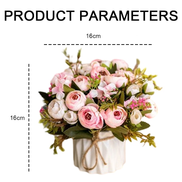 Kunstige hortensiaer med potte, mini hortensia kunstige blomster