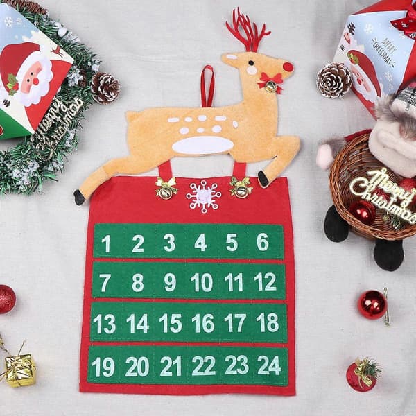 Julekalender til oppheng med elgdesign for nedtelling 2 stk