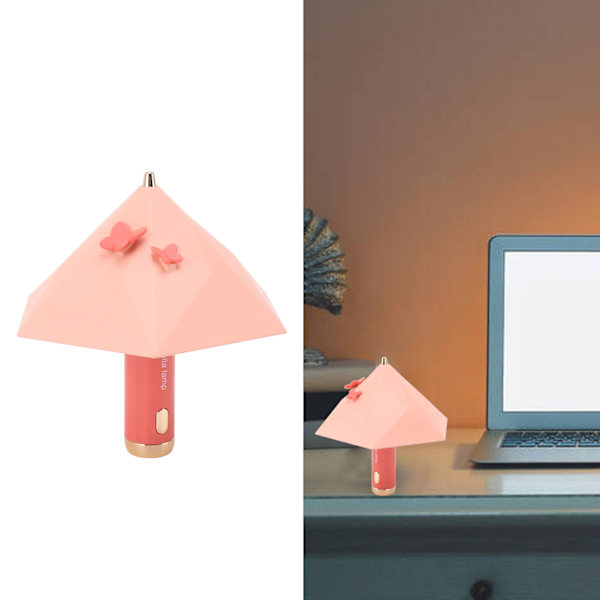 Paraplyformad LED-sänglampa USB-laddningsbar 3 växlar LED-sovrumsläslampa 500mAh Rosa