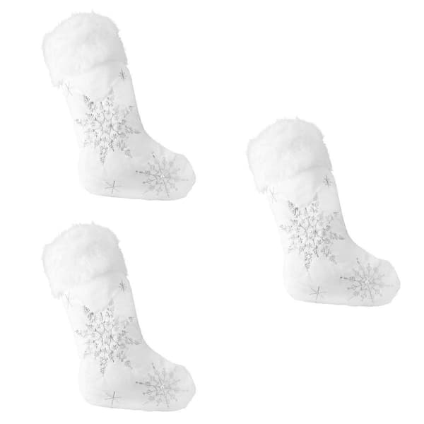 Julstrumpa Silver Chic Hänge för dekoration 3-pack present- och godispåse