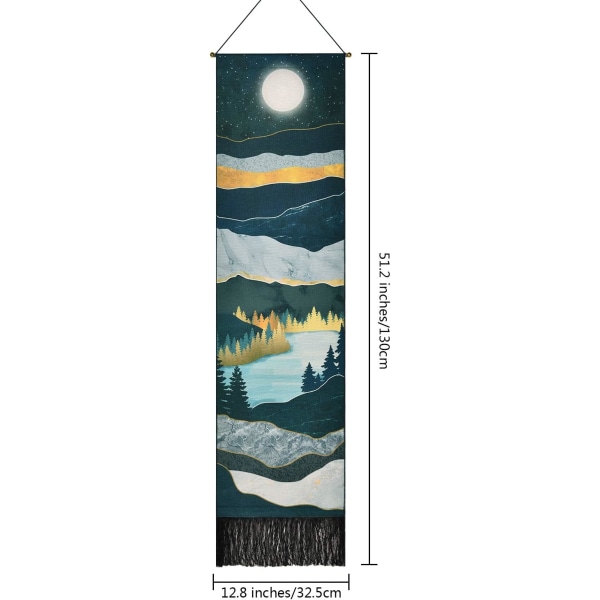 Mountain Tapestry Moon Starry Night Sky Tapestries Forest Tree