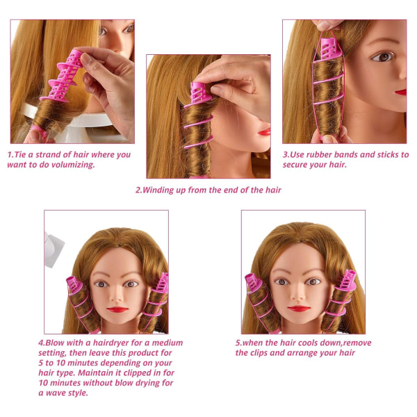 12 stykker Spiral Curling Hair Rollers Salon Frisør Curlers No Heat Hair Curling Clamp Roller DIY Spiral Curling Styling Tool for Home Salon