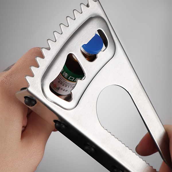V-Formad Multifunktionell Kapsylöppnare, Ergonomisk Design i Rostfritt Stål för Enkelt Grepp, Passar Olika Kapsylstorlekar från 2,5 cm till 4 cm, Kompakt Design för