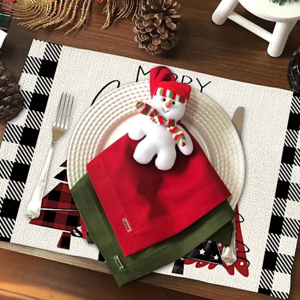 Julgransplacemats i lantlig stil, miljövänligt material, blekningsbeständig vinyl, halkfri inredning för inomhus- och utomhusbruk för julbord