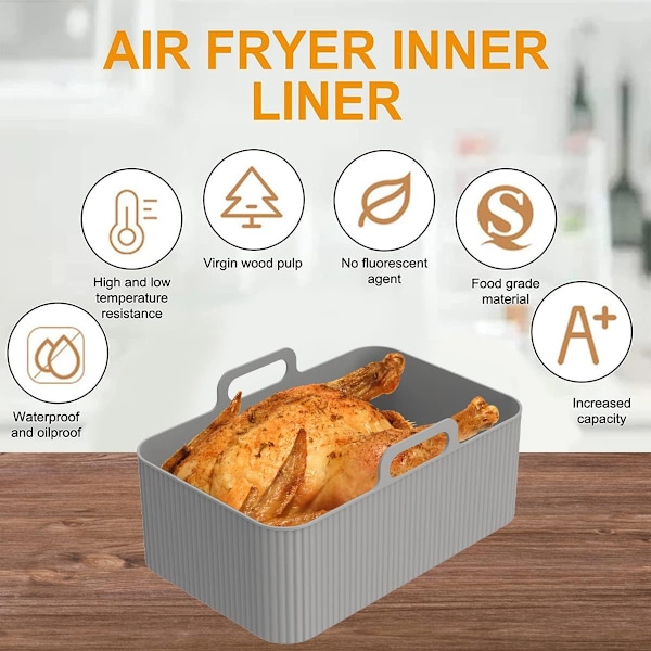 Airfryer silikonform Airfryer silikonbeholder rektangulær Airfryer silikonbrett grey small size