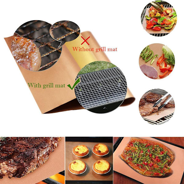 Grillmatta, non-stick Teflon grillmattor, återanvändbara