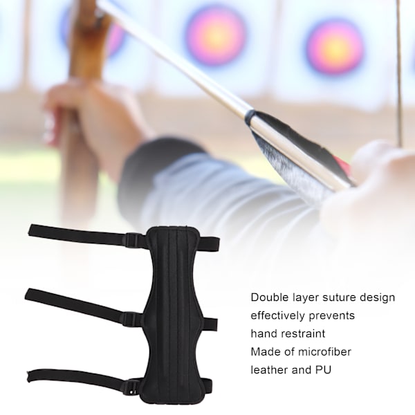 Bueskydning Arm Beskyttere Dobbelt Lag Syning Mikrofiber Læder PU Materiale Sort Fortykket Beskyttende Dæksel til Recurve