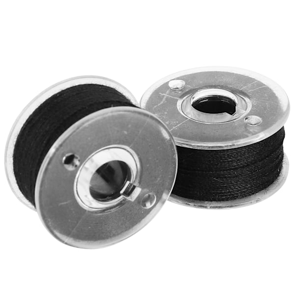 25 st Bobbin Set Svart med Trådar + Fodral Boxade Förspolning Bobbiner Symaskiner Tillbehör