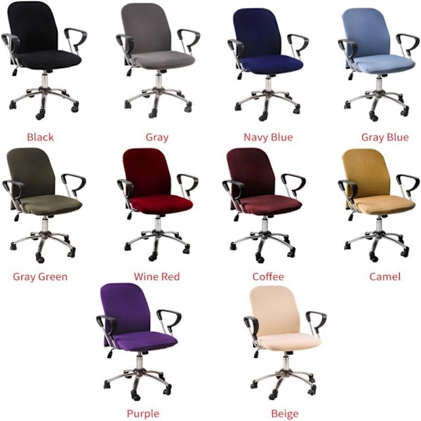 Stolöverdrag för Kontorsstol, Universell Design Enkel Installation Skyddande Överdrag, Stretch Sammet Plysch, Hållbar Elastisk Kant, Vinröd, 2 Delar