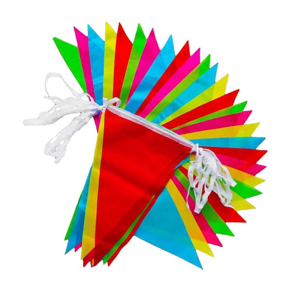 Fargerik vimpelrekke for dekorasjon, 1 stk 80 m festflagg