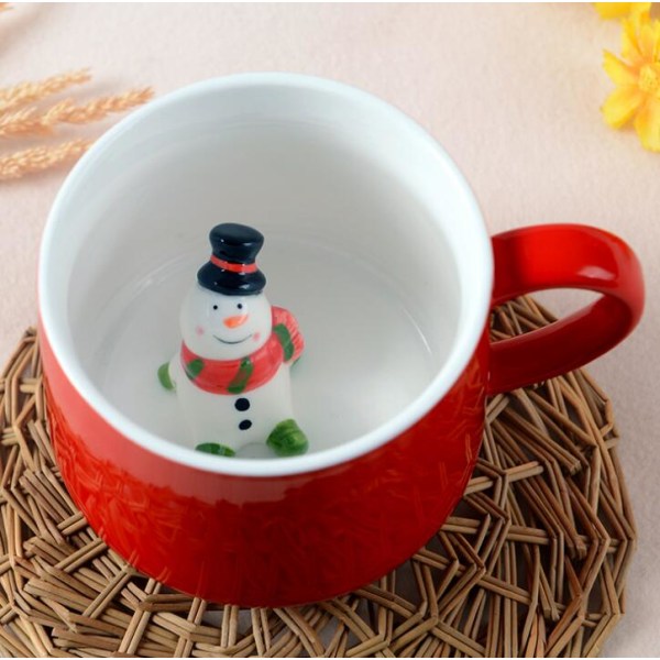 Julekrus Kaffe Melk Frokostkrus Snømann julenissen