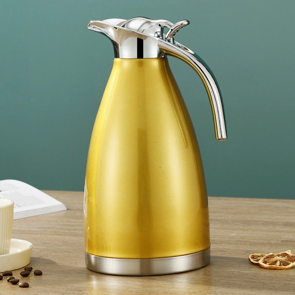 Isolasjonskanne i rustfritt stål 304, vakuumkanne, dobbel kaffekanne, husholdningskaldkanne, 2L kapasitet, dobbeltlagsdesign luxury gold color 1.5L