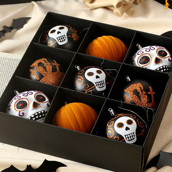 Glittrande Sockerskalledekorationer, Handmålade Kvalitets Resin Halloweenprydnader, Perfekta För Día de Muertos-firanden, Splittringsfria Och