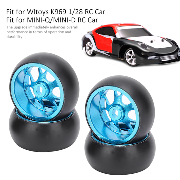 Fjärrkontroll Metallhjulnav Driftdäck Ersättning för Wltoys k969 1/28 RC BilBlå