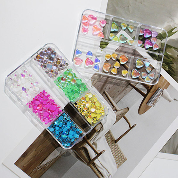 3D Candy Color Glass Beads Nail Art Tilbehør Mermaid Crystal