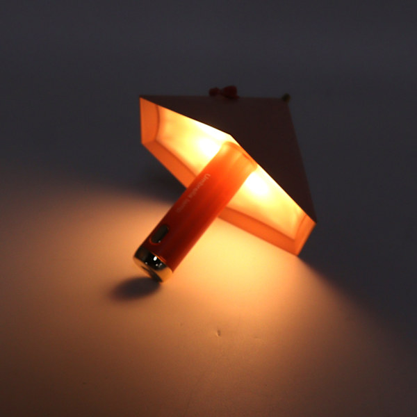 Paraplyformad LED-sänglampa USB-laddningsbar 3 växlar LED-sovrumsläslampa 500mAh Rosa