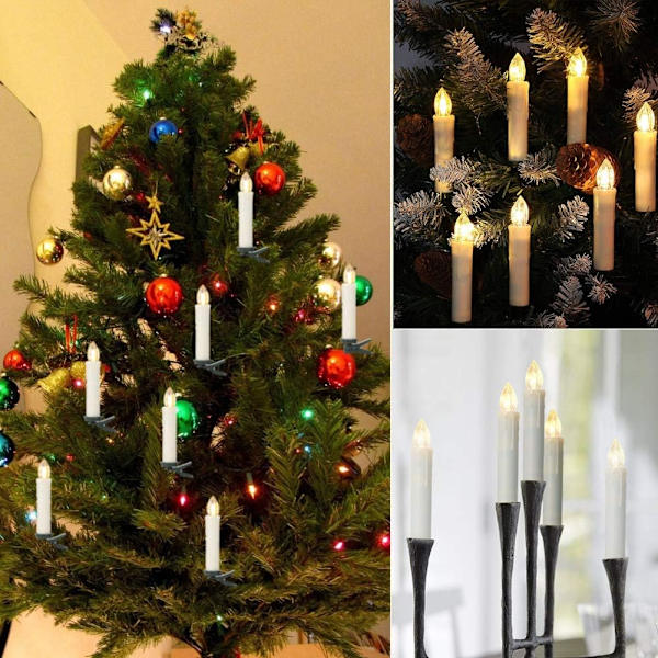 LED-lys, fjernkontroll og batterier, dimbare, flammefri