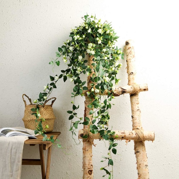 Kunstige hengende planter med roseblomster, 4,5 fot krans falsk