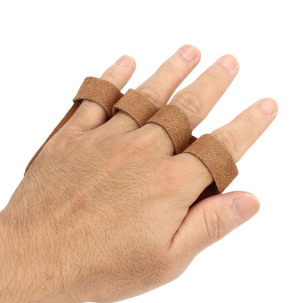 Fitness Gym Grip Pads Tjock Dubbelskikts Kohud 4 Finger Gym Workout Handskar för Tyngdlyftningsträning Brun