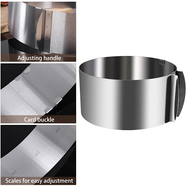 Rund kakform non-stick, läckagesäker, 16cm-30cm justerbar