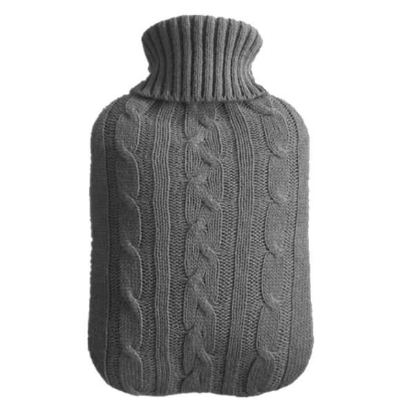 Varmtvannsflaske i gummi med lokk strikket gjennomsiktig varmtvann