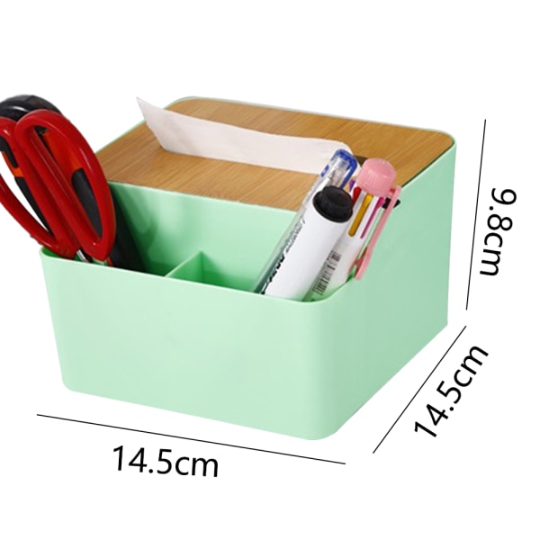 Multifunction Tissue Box with Remote Control Organizer Bamboo