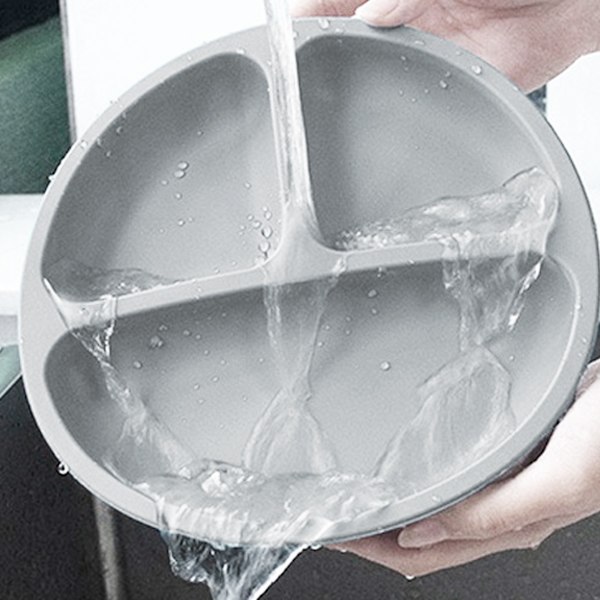 Barnens kompletterande silikonplatta babykompletterande skål smiley platta sexdelad besticksset