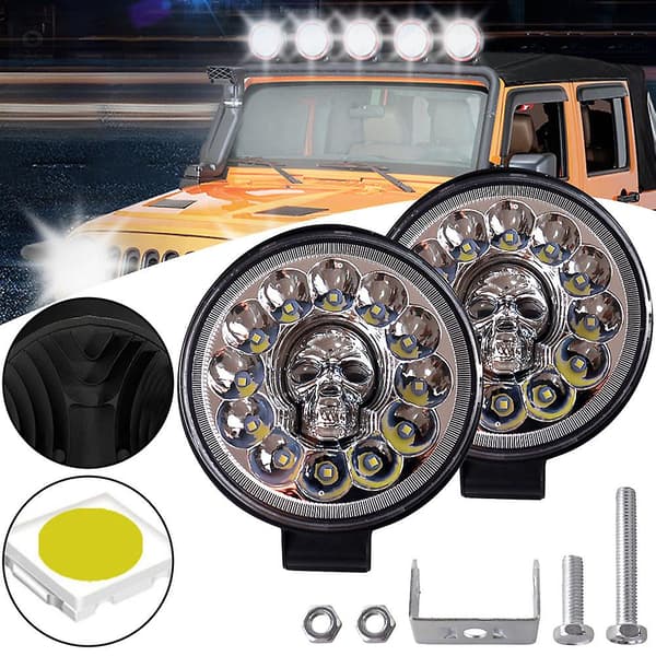 Cool Skull Rund LED-strålkastare för bil, kraftfullt extraljus för fordonsmodifiering 1 Pair